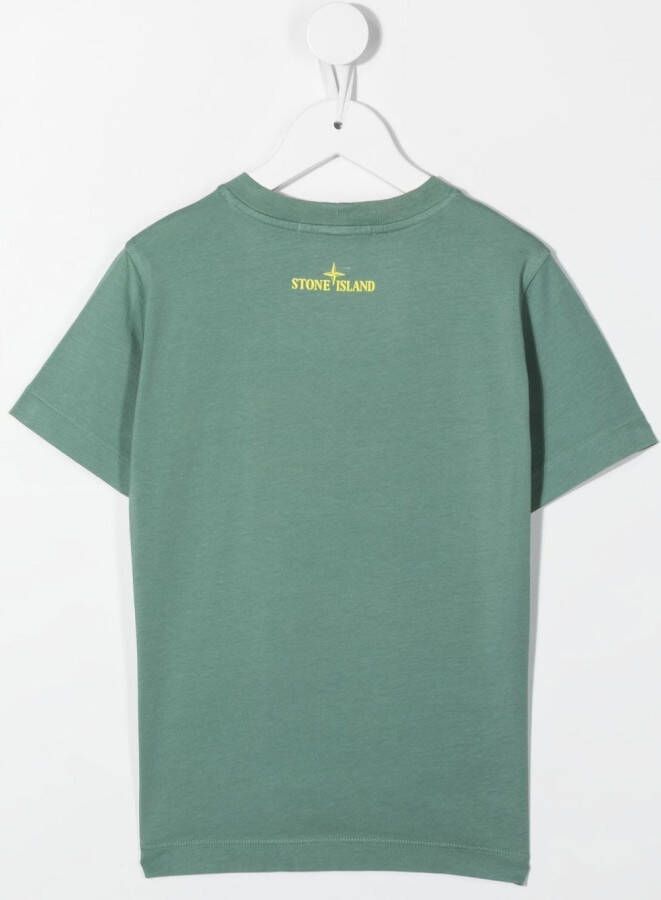 Stone Island Junior T-shirt met vingerprint Groen
