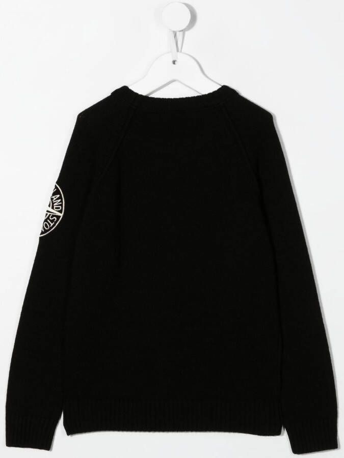 Stone Island Junior Trui met geborduurd logo Zwart