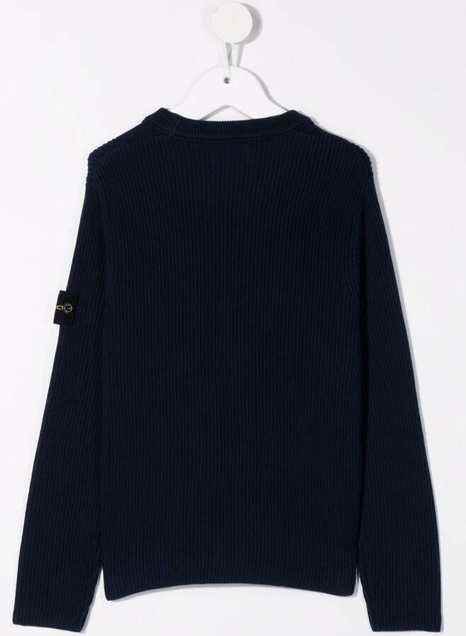 Stone Island Junior Trui met logopatch Blauw