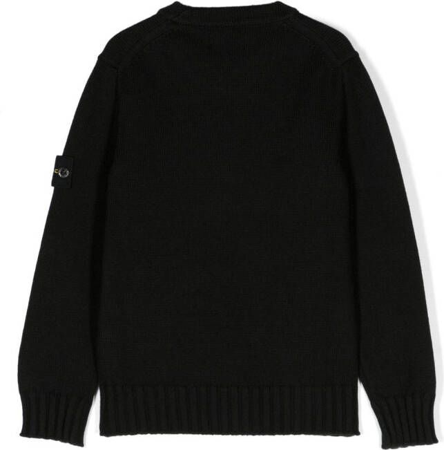 Stone Island Junior Trui met logopatch Zwart