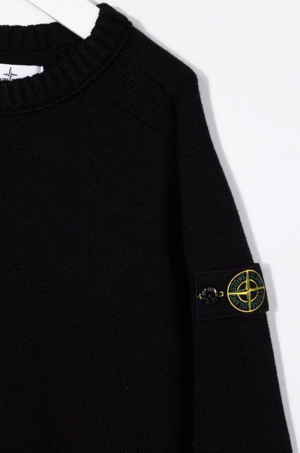 Stone Island Junior Trui met logopatch Zwart