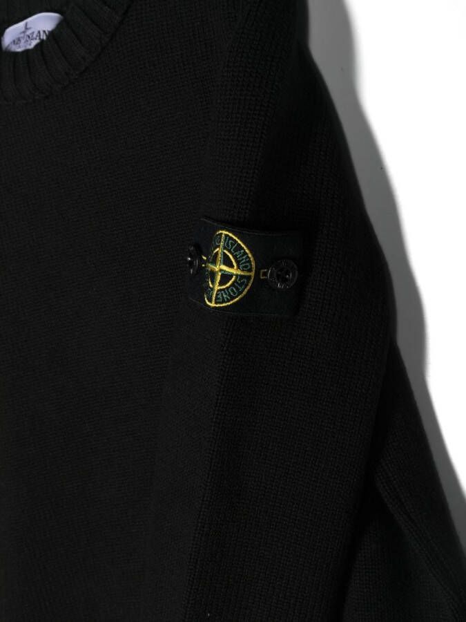 Stone Island Junior Trui met logopatch Zwart
