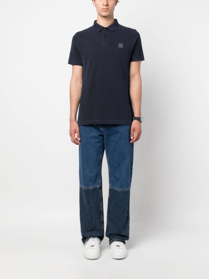 Stone Island Poloshirt met logopatch Blauw