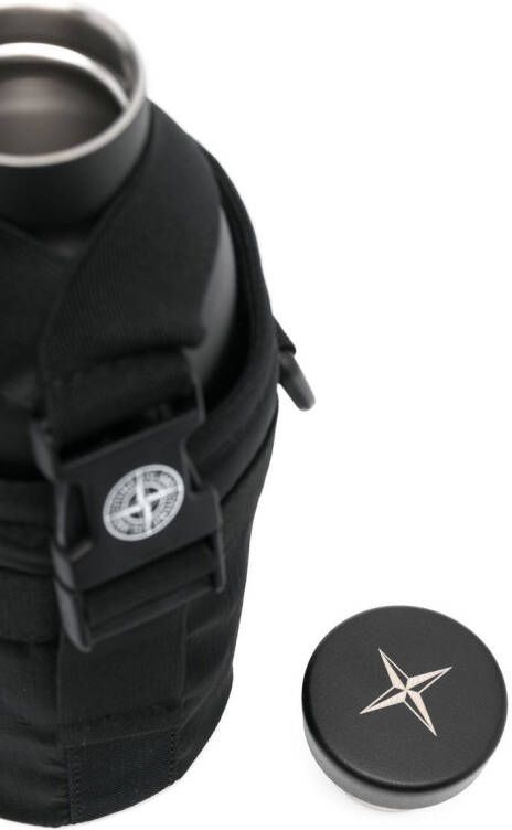 Stone Island Waterfles met logoprint Zwart