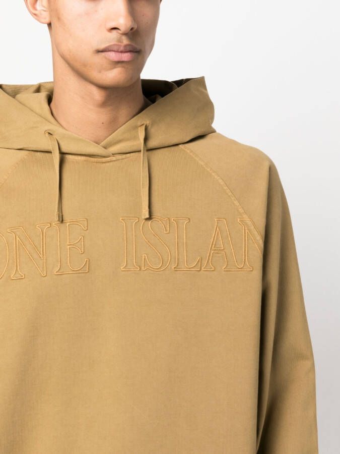 Stone Island Hoodie met logoprint Bruin