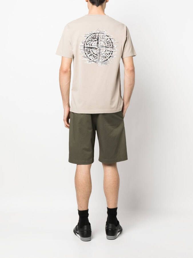 Stone Island T-shirt met logoprint Beige