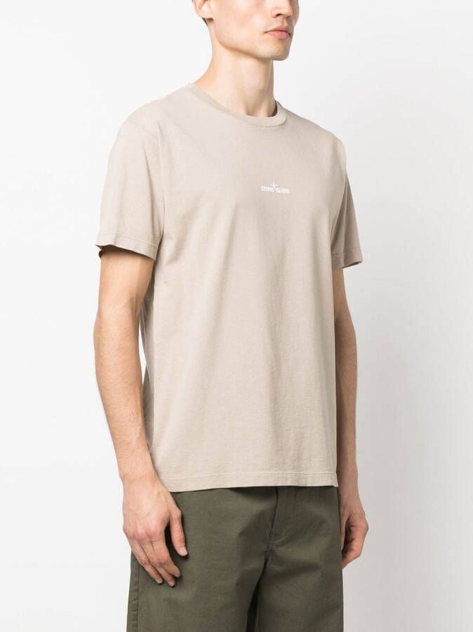 Stone Island T-shirt met logoprint Beige