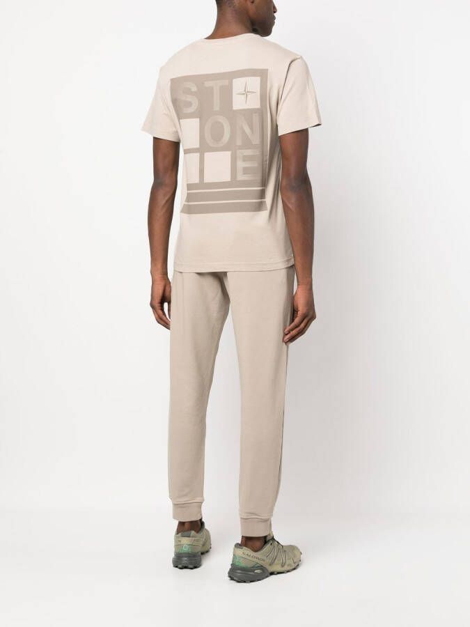 Stone Island T-shirt met logoprint Bruin