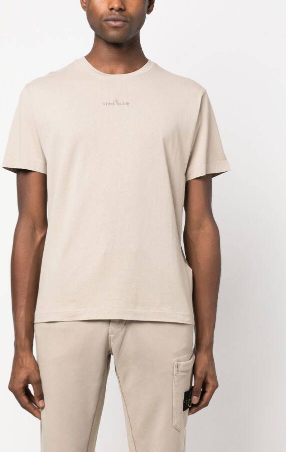 Stone Island T-shirt met logoprint Bruin