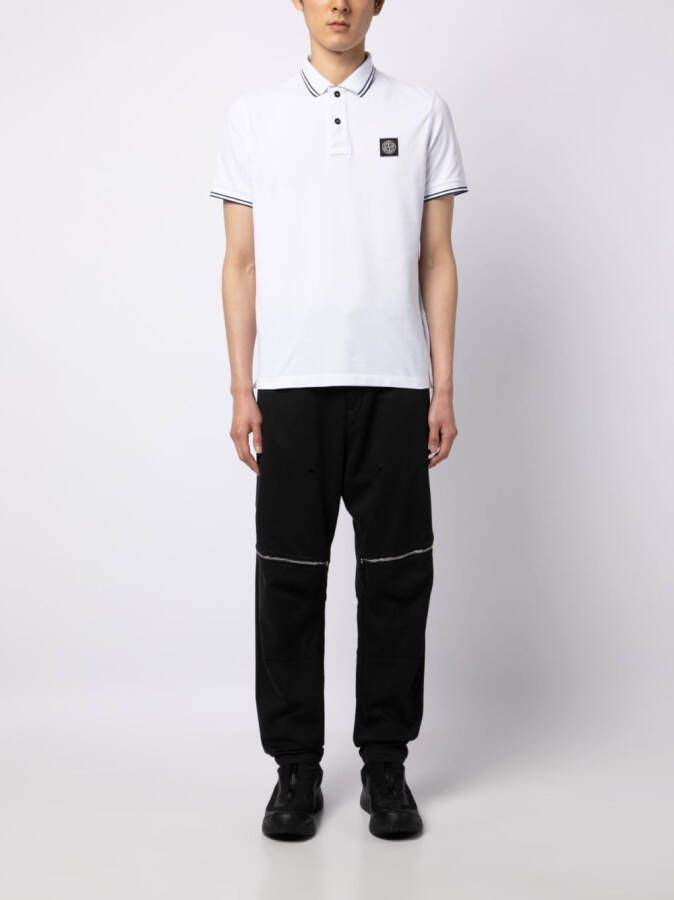 Stone Island Poloshirt met gestreepte afwerking Wit