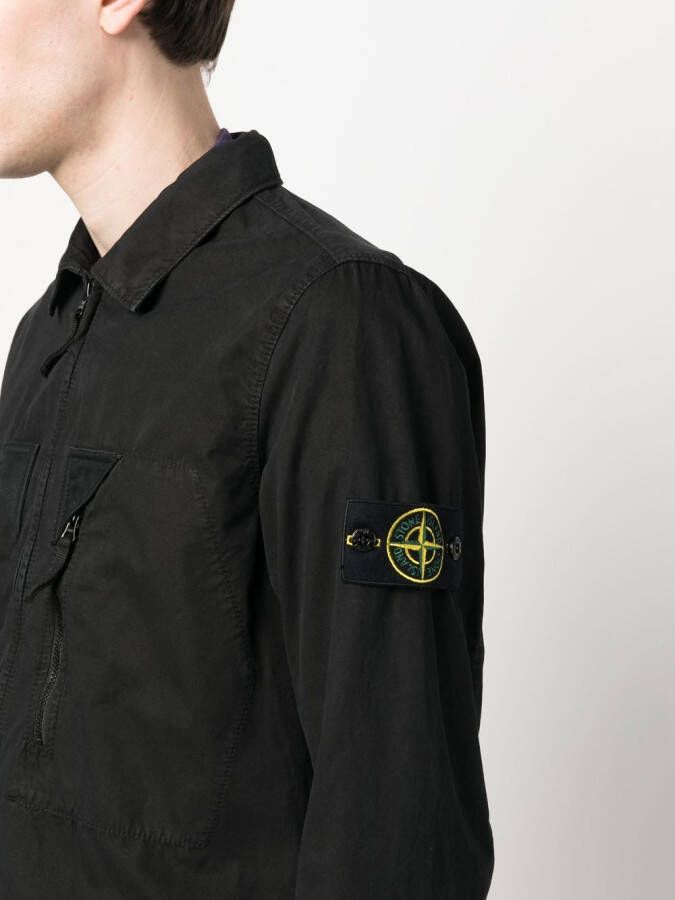 Stone Island Shirtjack met logopatch Zwart