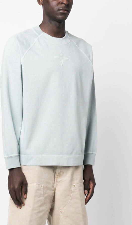 Stone Island Sweater met geborduurd logo Blauw