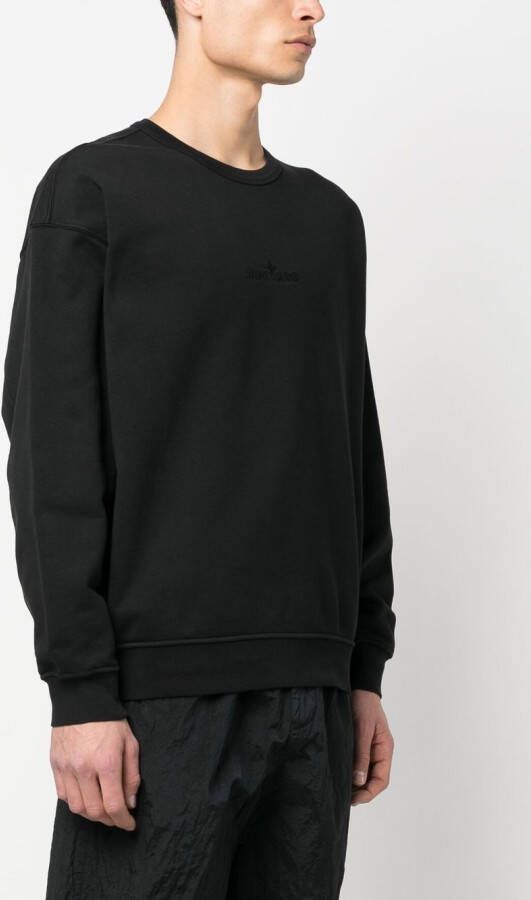 Stone Island Sweater met geborduurd logo Zwart