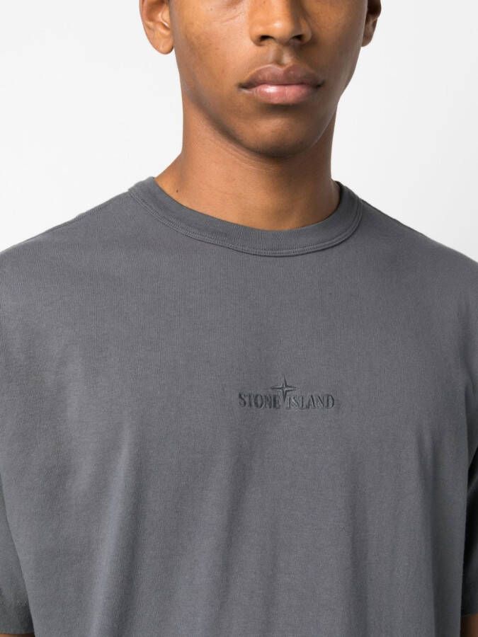 Stone Island T-shirt met geborduurd logo Grijs
