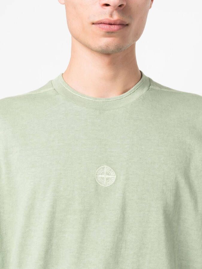 Stone Island T-shirt met geborduurd logo Groen