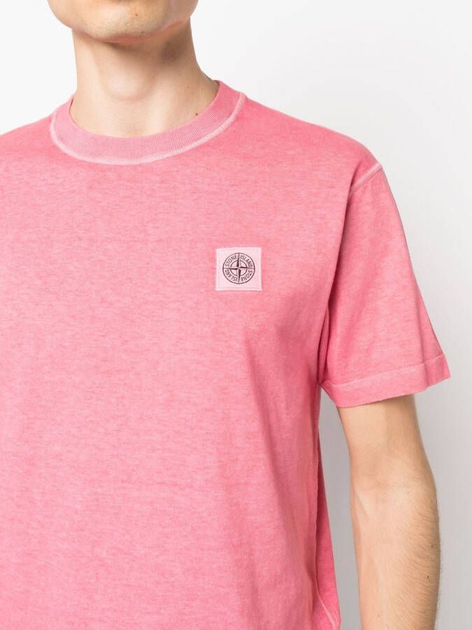 Stone Island T-shirt met logopatch Roze