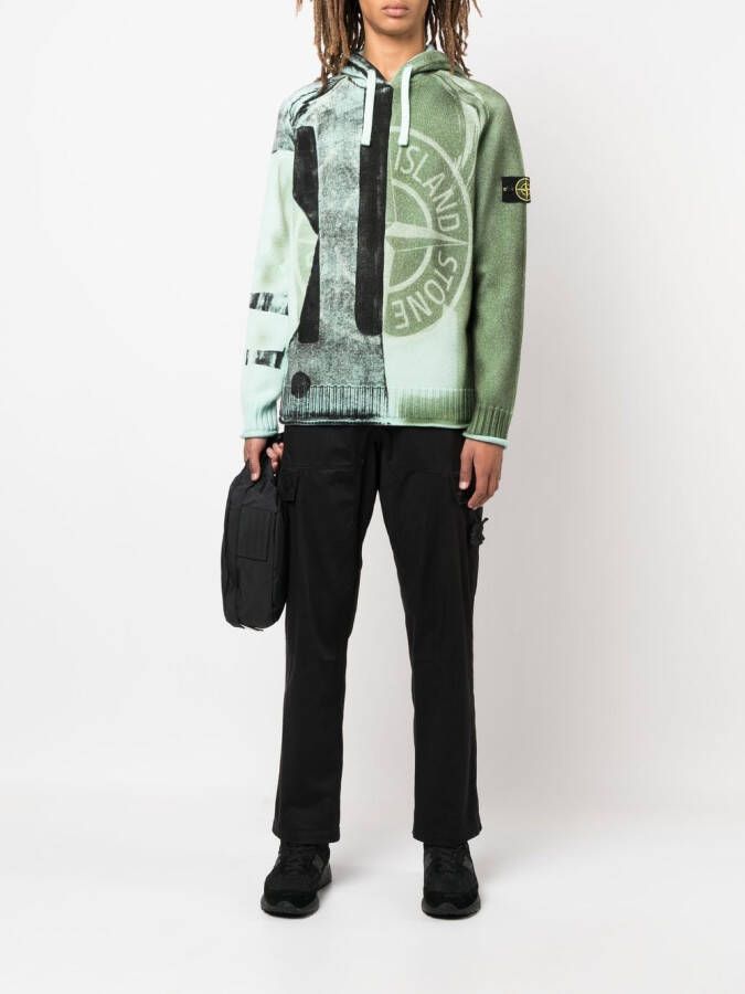 Stone Island Tweekleurige hoodie Groen