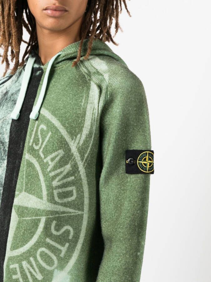 Stone Island Tweekleurige hoodie Groen
