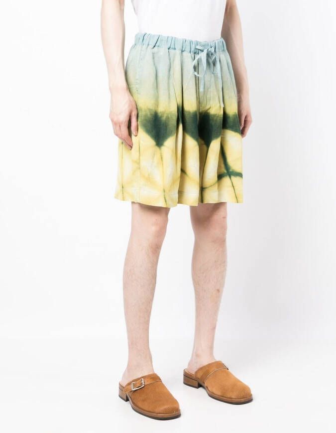 STORY mfg. Bermuda shorts met tie-dye print Geel