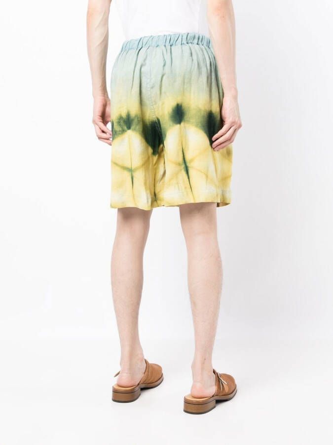 STORY mfg. Bermuda shorts met tie-dye print Geel
