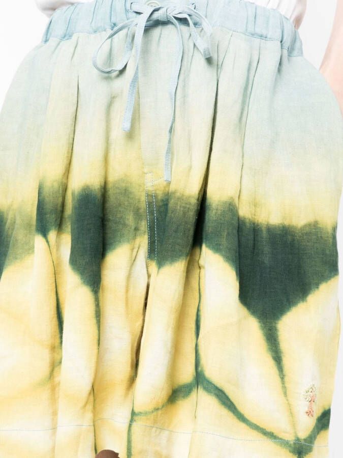 STORY mfg. Bermuda shorts met tie-dye print Geel