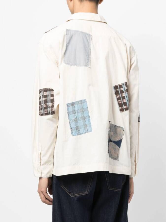 STORY mfg. Overhemd met patchwork Beige