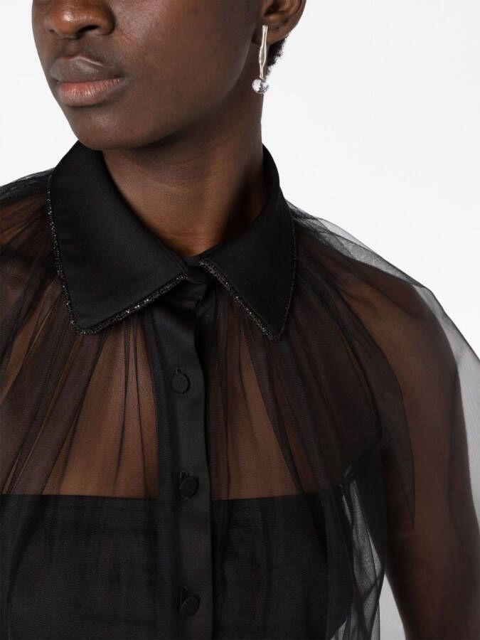 STYLAND Doorzichtige blouse Zwart