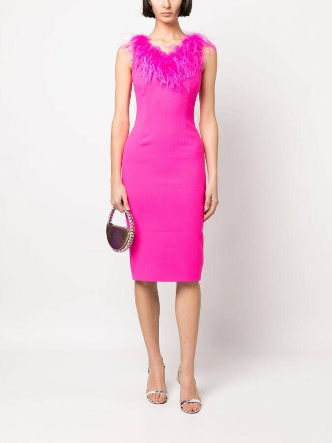 STYLAND Midi-jurk met veren afwerking Roze