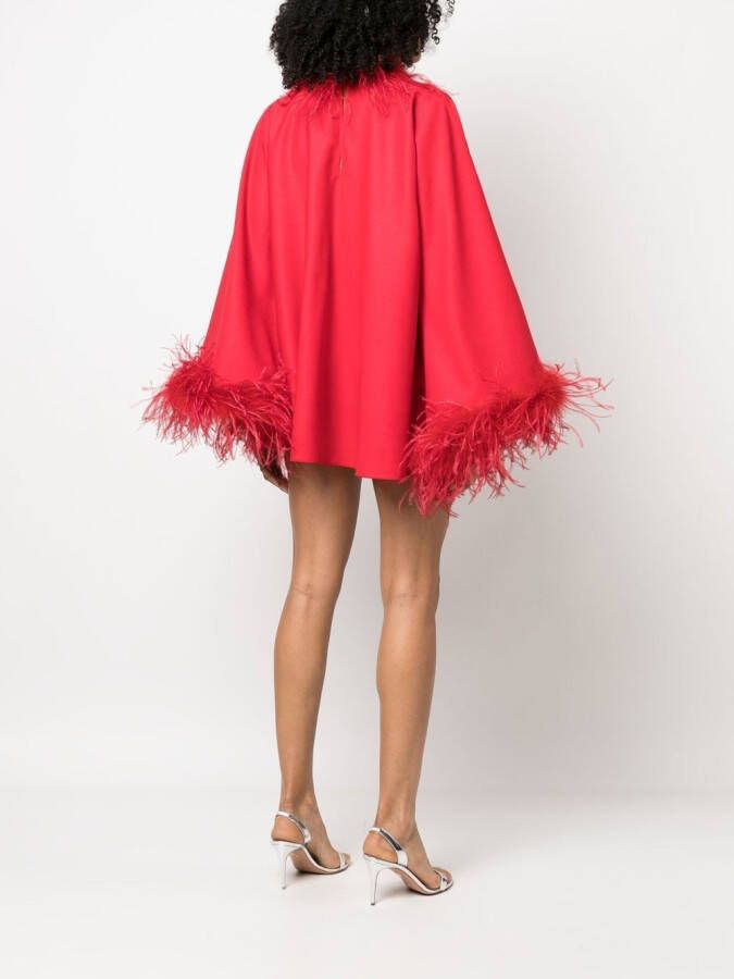 STYLAND Mini-jurk met veren afwerking Rood