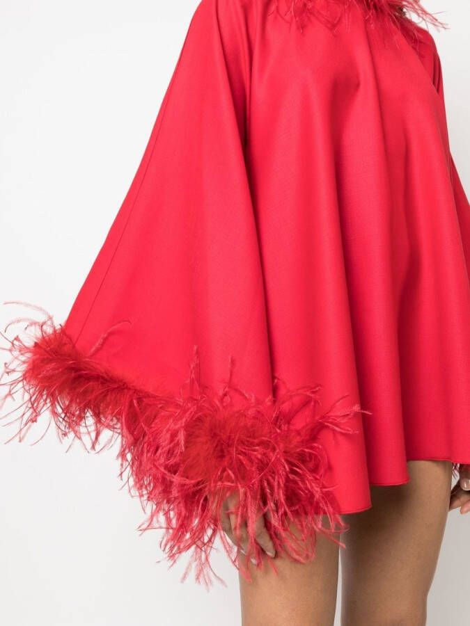 STYLAND Mini-jurk met veren afwerking Rood