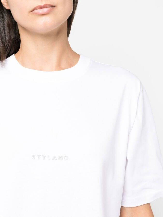 STYLAND T-shirt met logo-reliëf Wit