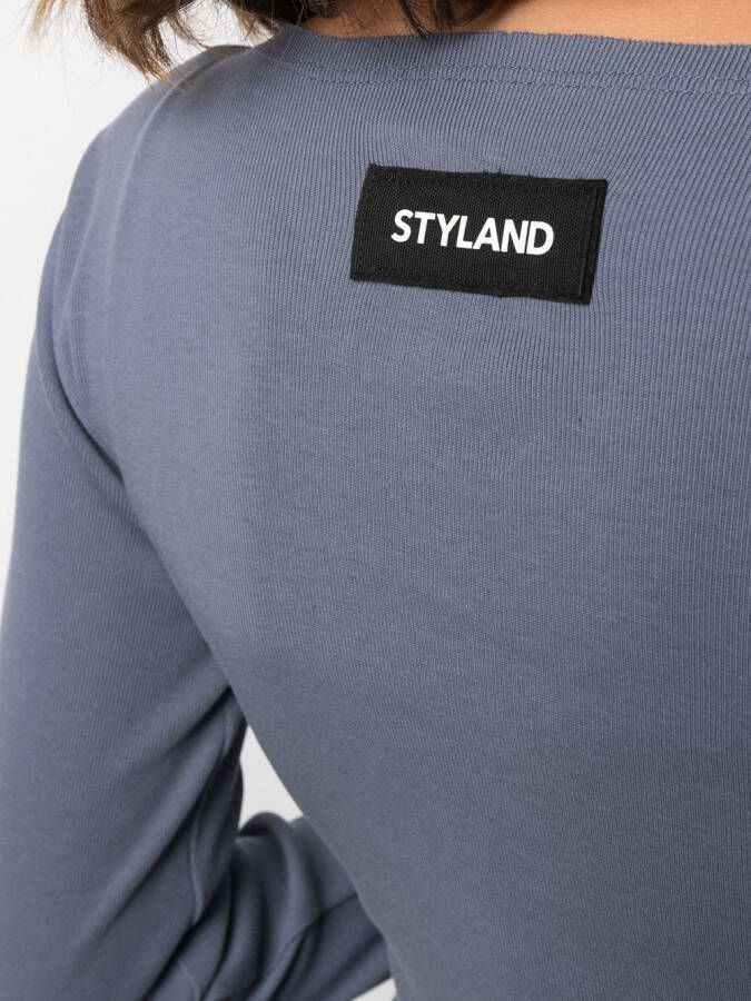 STYLAND T-shirt met logopatch Blauw