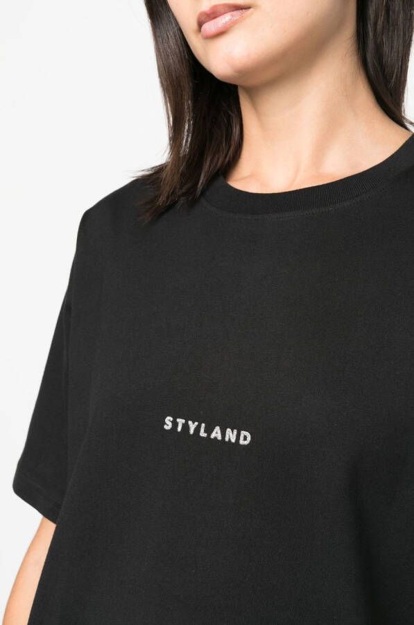 STYLAND T-shirt met logoprint Zwart