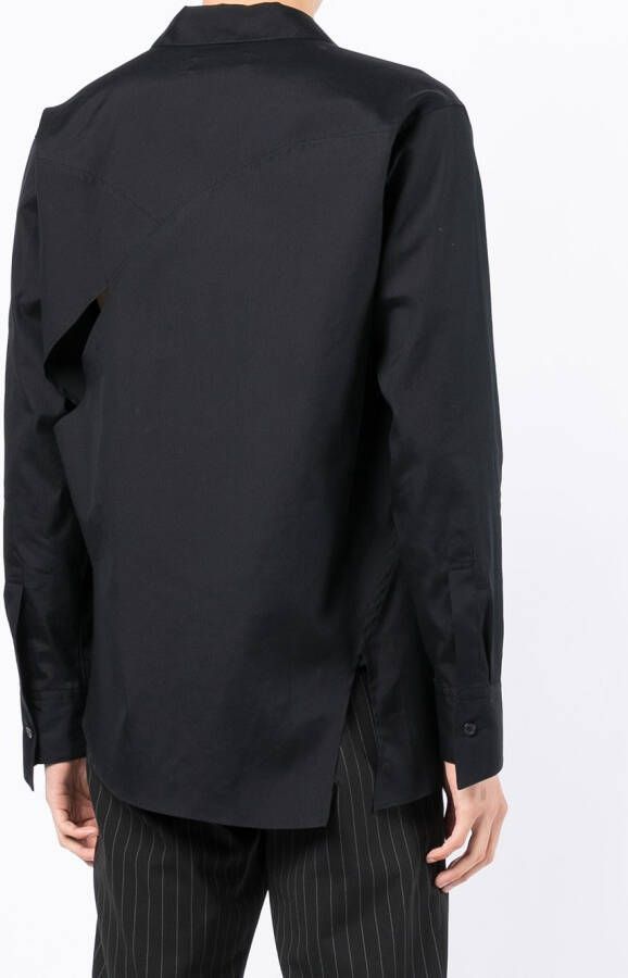 sulvam Button-up overhemd Zwart