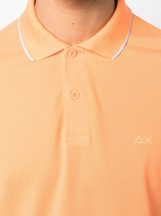 Sun 68 Poloshirt met geborduurd detail Oranje