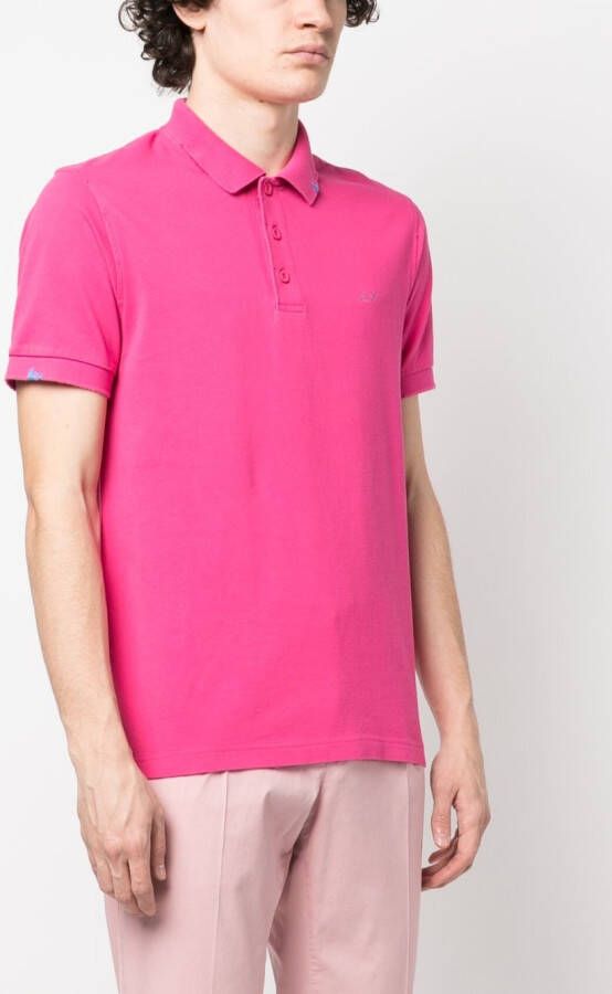 Sun 68 Poloshirt met geborduurd logo Roze