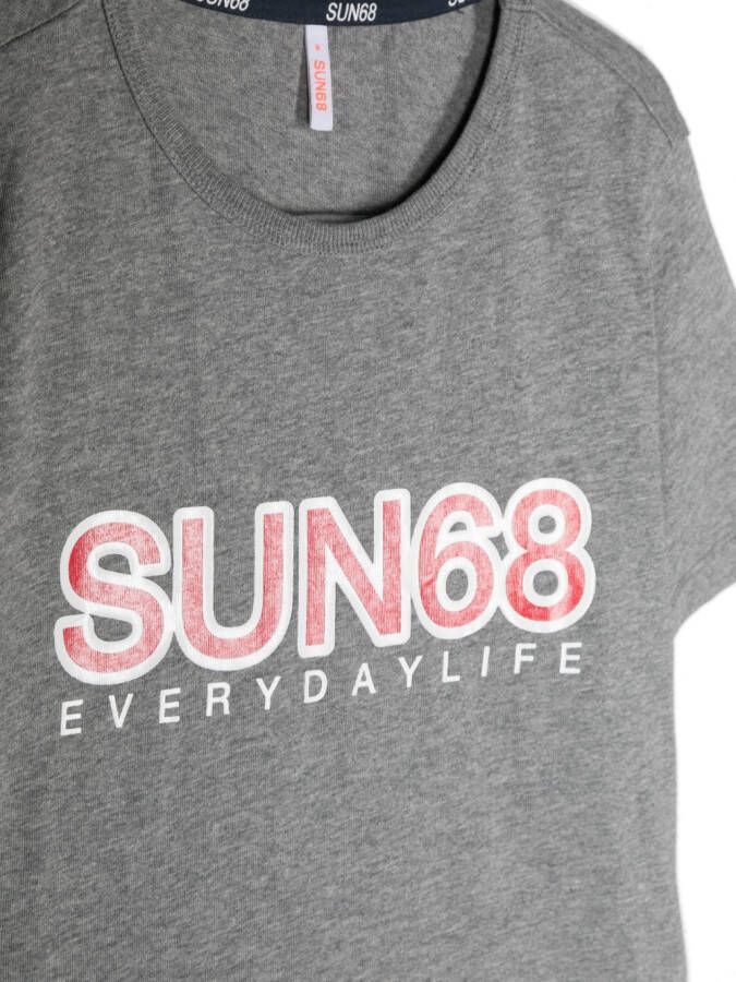 Sun 68 T-shirt met logoprint Grijs