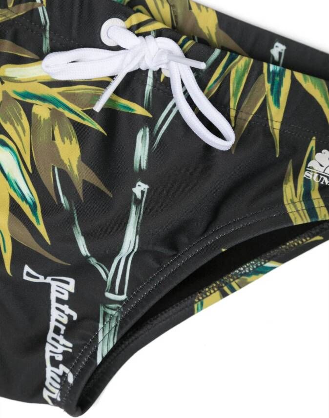 Sundek Zwembroek met logoprint Groen