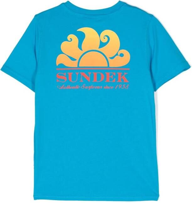 Sundek T-shirt met logoprint Blauw