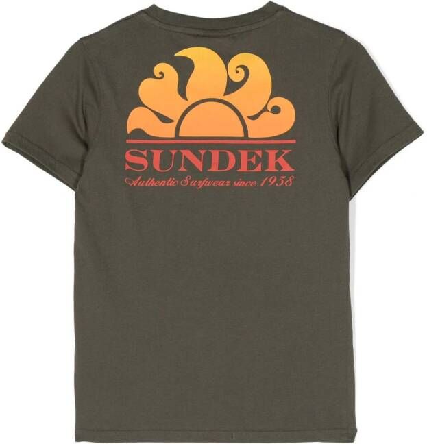 Sundek T-shirt met logoprint Groen