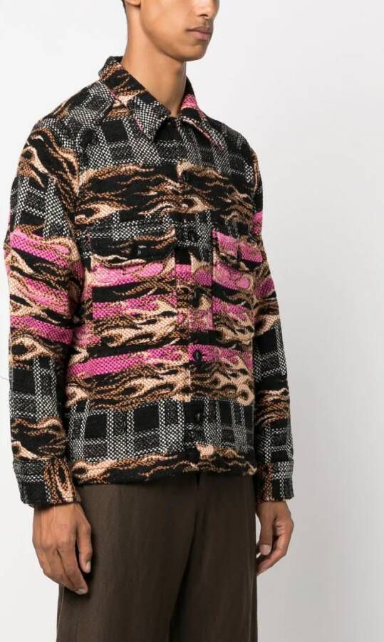 Sunflower Shirtjack met print Zwart