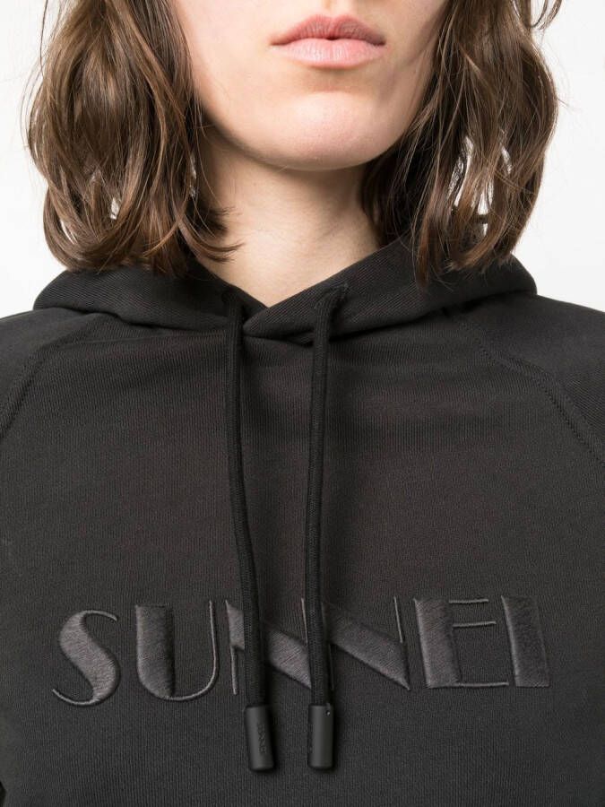 Sunnei Hoodie met geborduurd logo Zwart