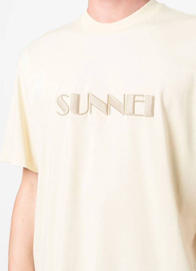 Sunnei T-shirt met geborduurd logo Beige