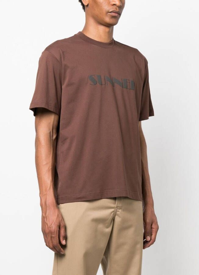 Sunnei T-shirt met logoprint Bruin
