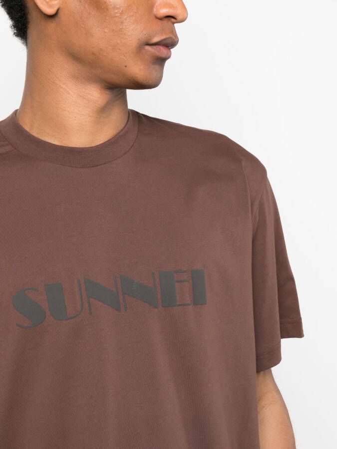 Sunnei T-shirt met logoprint Bruin