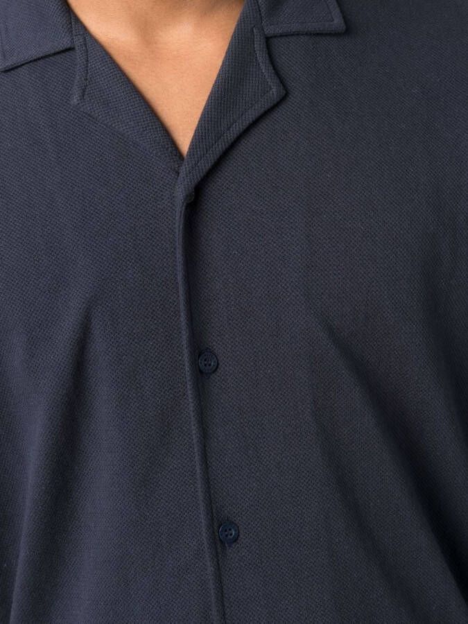 Sunspel Button-up poloshirt Blauw