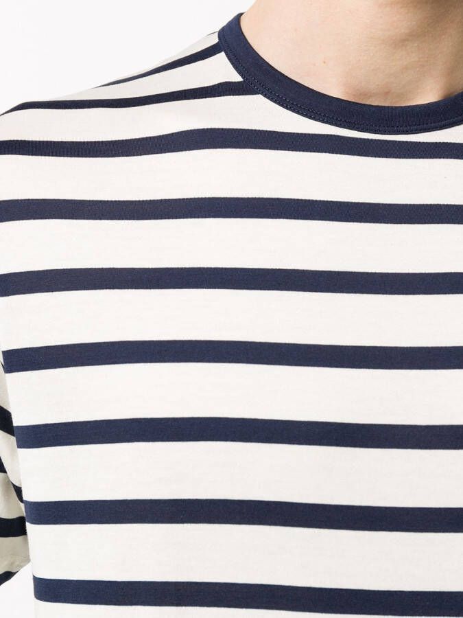 Sunspel Gestreept T-shirt Blauw