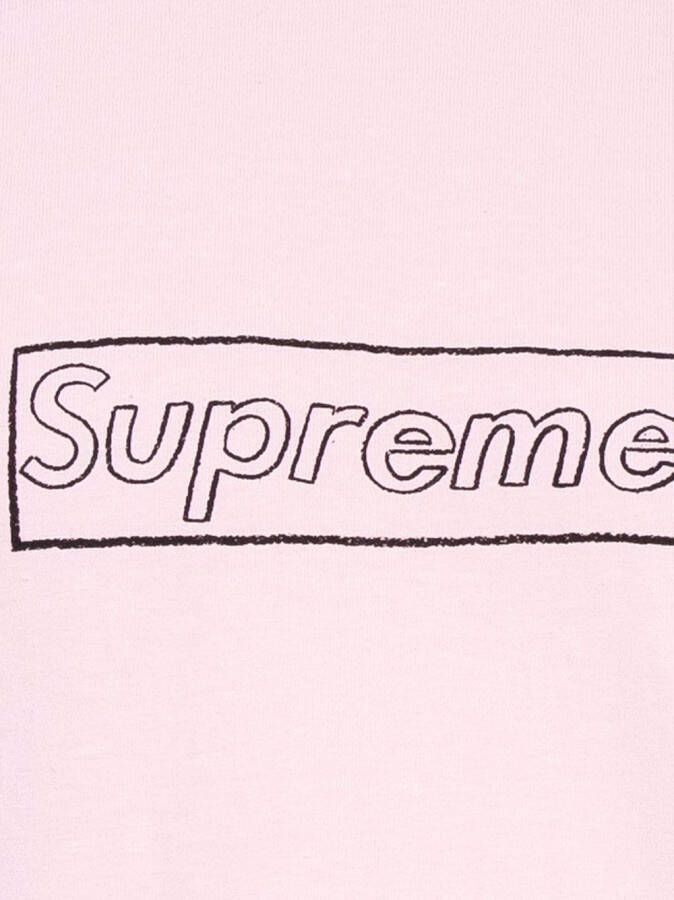 Supreme x KAWS T-shirt met logo Roze