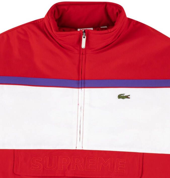 Supreme x Lacoste pullover met halve rits Rood