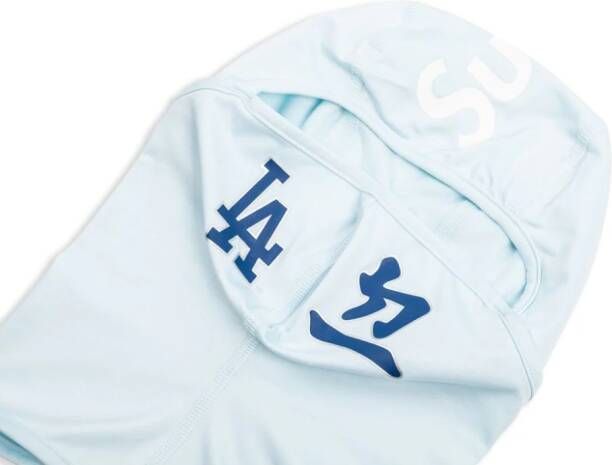 Supreme x MLB Kanji Teams "Los Angeles Dodgers Pale Blue" lightweight balaclava Blauw